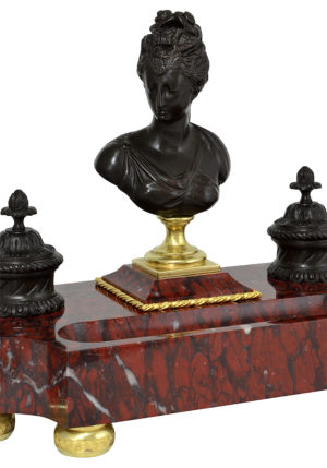 Encrier en marbre rouge griotte, buste de Diane de Poitiers - Image 8