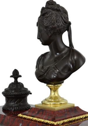 Encrier en marbre rouge griotte, buste de Diane de Poitiers - Image 7