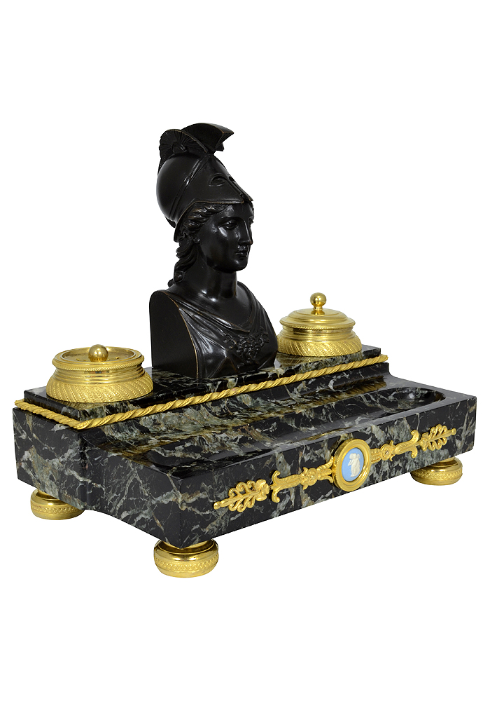 Encrier au buste d'Athéna style Empire