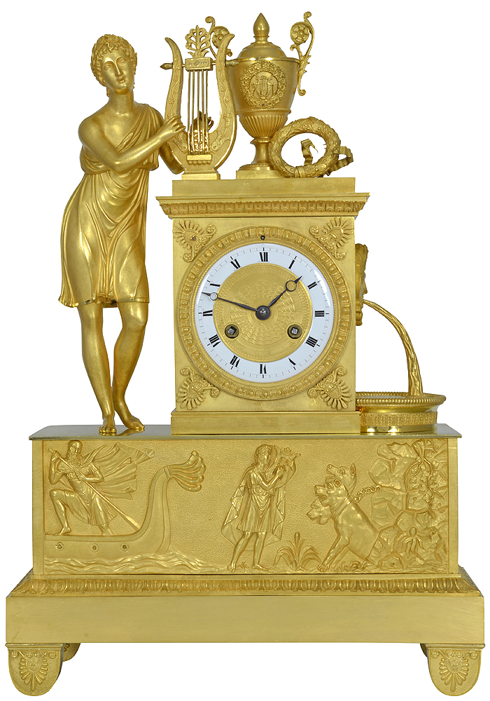 Pendule en bronze doré au mercure "Le mythe d'Orphée"