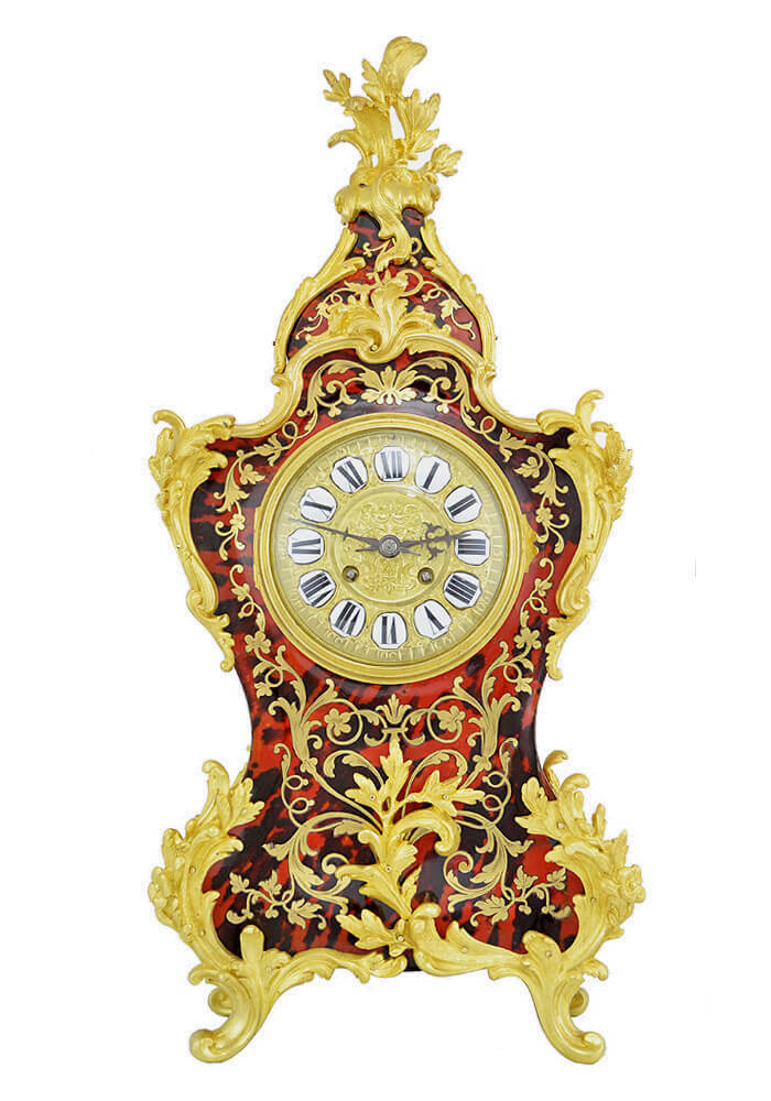 Grand cartel en écaille rouge marqueterie technique Boulle XIXème