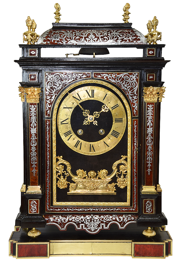 XL Pendule "Religieuse" avec socle style Louis XIV marqueterie