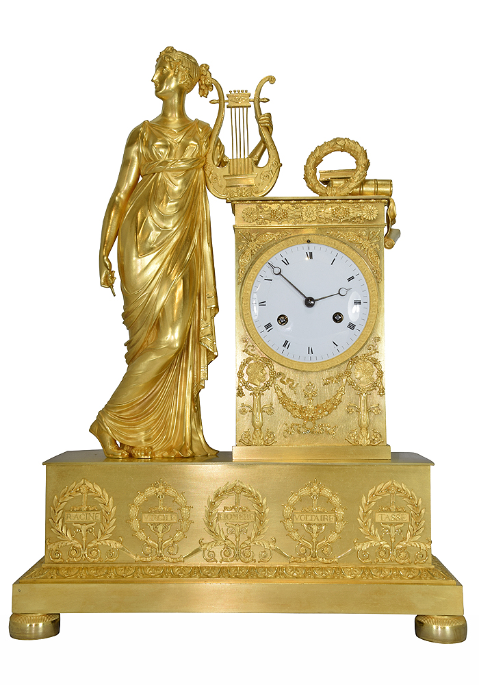 Pendule d'époque Empire "Sappho avec sa lyre"