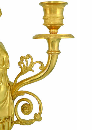 Paire de chandeliers en bronze doré style Empire. XIXème - Image 3