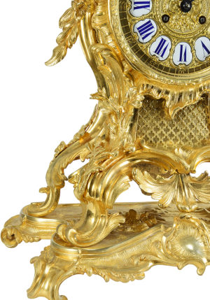 Grande Pendule cartel Louis XV en bronze doré Napoléon III – Image 6