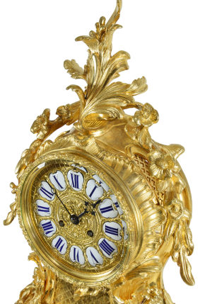 Grande Pendule cartel Louis XV en bronze doré Napoléon III – Image 4