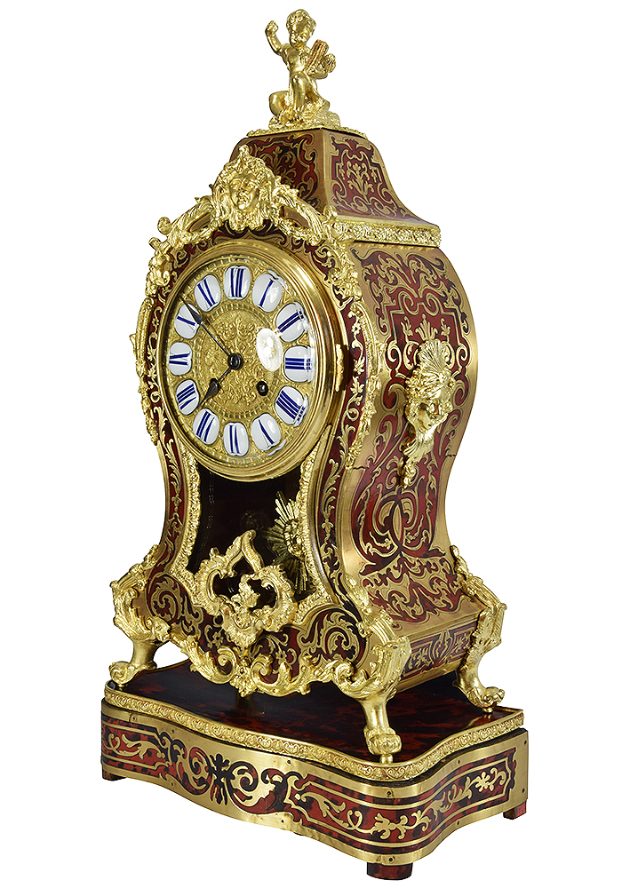 Cartel style Louis XV écaille de tortue marqueterie Boulle