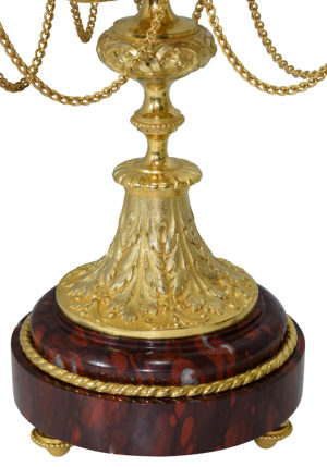 Paire de chandeliers en bronze doré et marbre - Image 3