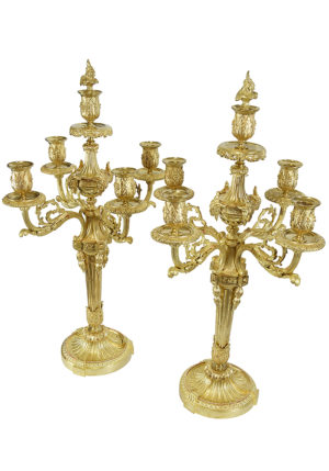 XL Paire de chandeliers d'époque Napoléon III style Louis XV – Image 6