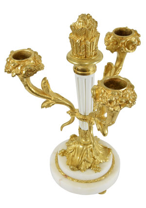 Paire de chandeliers aux carquois marbre et bronze doré XIXème - Image 5