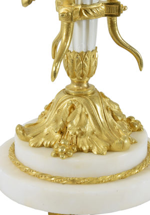 Paire de chandeliers aux carquois marbre et bronze doré XIXème - Image 4