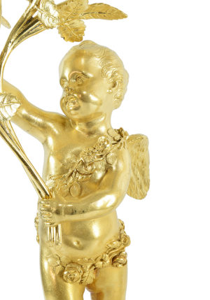 Paire de chandeliers en marbre de carrare et bronze doré XIXème - Image 7