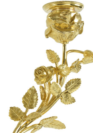 Paire de chandeliers en marbre de carrare et bronze doré XIXème - Image 5