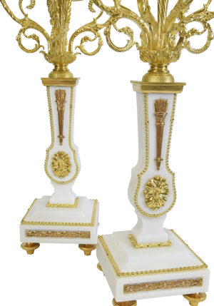 Paire de chandeliers d'époque Napoléon III style Louis XVI – Image 3