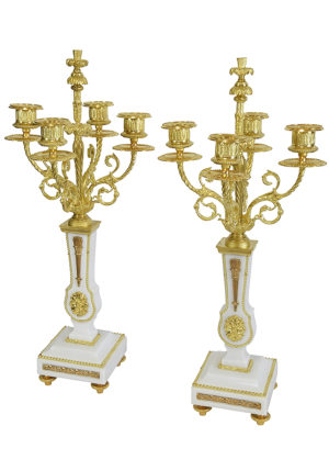 Paire de chandeliers d'époque Napoléon III style Louis XVI – Image 2