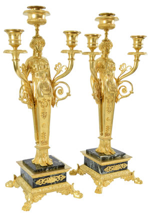Paire de chandeliers "buste de femmes à l'antique" style Empire – Image 5