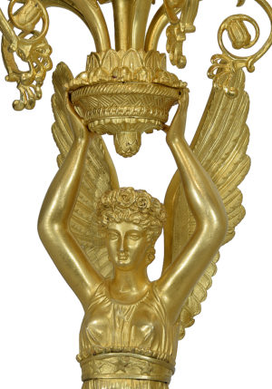 Paire de chandeliers Déesse Niké bronze doré au mercure – Bild 7