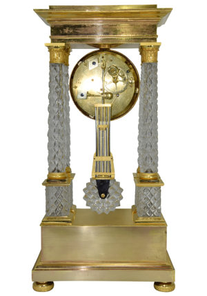 Pendule portique en bronze doré au mercure et cristal taillé – Image 8