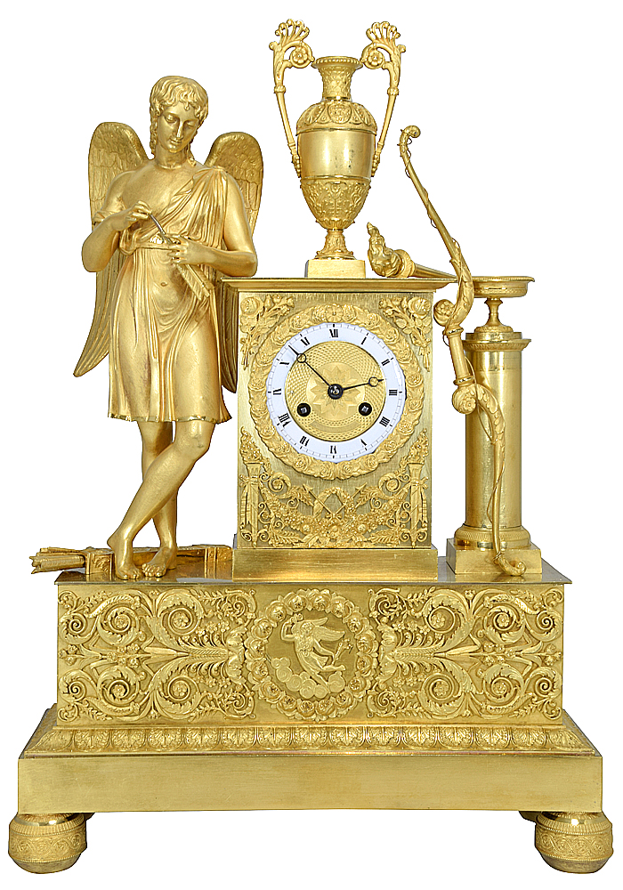 Grande pendule "Eros" en bronze doré au mercure 1820