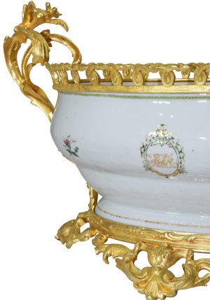 XL Jardinière style louis XV porcelaine céladon et bronze doré - Image 5