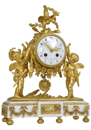 Pendule aux angelots guerriers porteur Napoléon III - Image 6