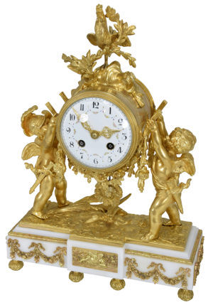 Pendule aux angelots guerriers porteur Napoléon III - Image 3