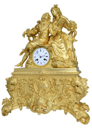 Grande pendule bronze doré au mercure "Louis XIV - Marie-Thérèse d'Autriche" - Image 4