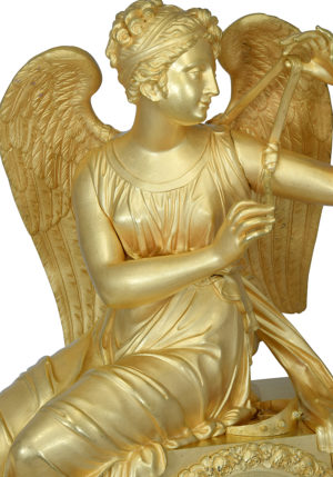 Pendule "Iris s'attachant les ailes" bronze doré au mercure – Image 5