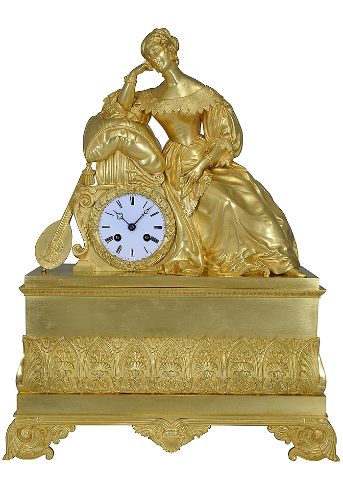 Grande pendule en bronze doré au mercure époque Restauration