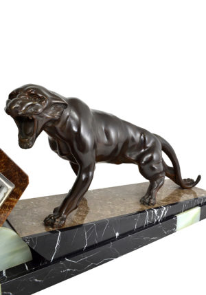 Importante pendule décor d'une panthère époque Art déco – Image 5