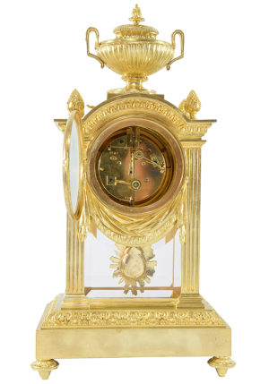 Pendule cage vitrée en bronze doré "Barbedinne à Paris" - Image 7