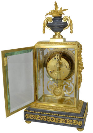 Pendule cage en bronze et verre signé "Bouquet Paris" Louis XVI – Image 10