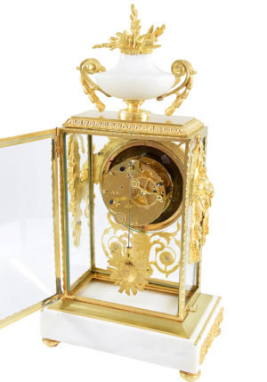 Pendule cage en bronze et verre signé "BOURQUIN PARIS" Louis XVI – Bild 8
