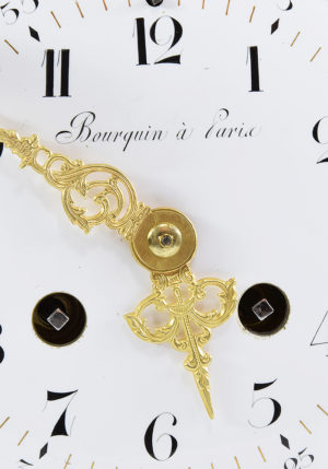 Pendule cage en bronze et verre signé "BOURQUIN PARIS" Louis XVI – Bild 3