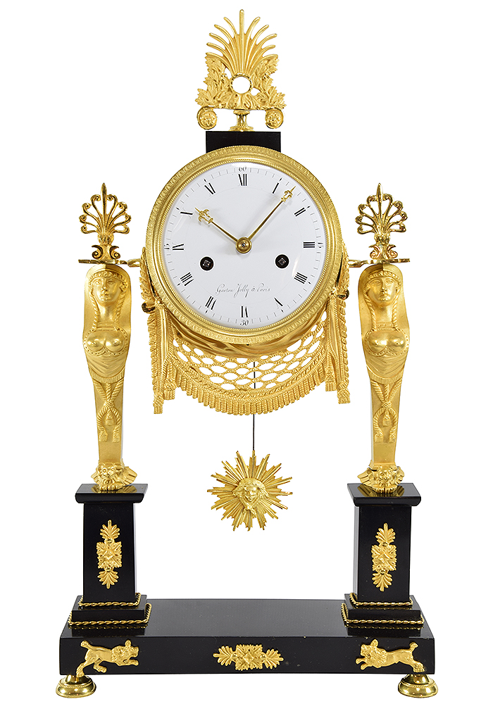 Pendule cariatide "Retour d'Egypte" Empire GASTON JOLLY