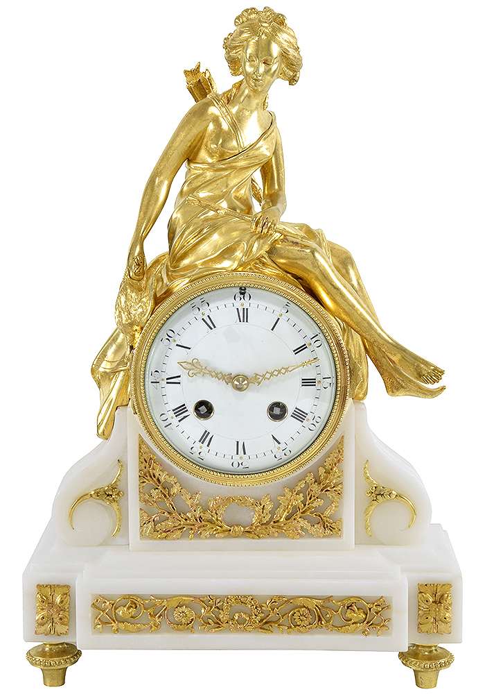 Pendule style Louis XVI d'époque Napoléon III "DIANE CHASSERESSE"