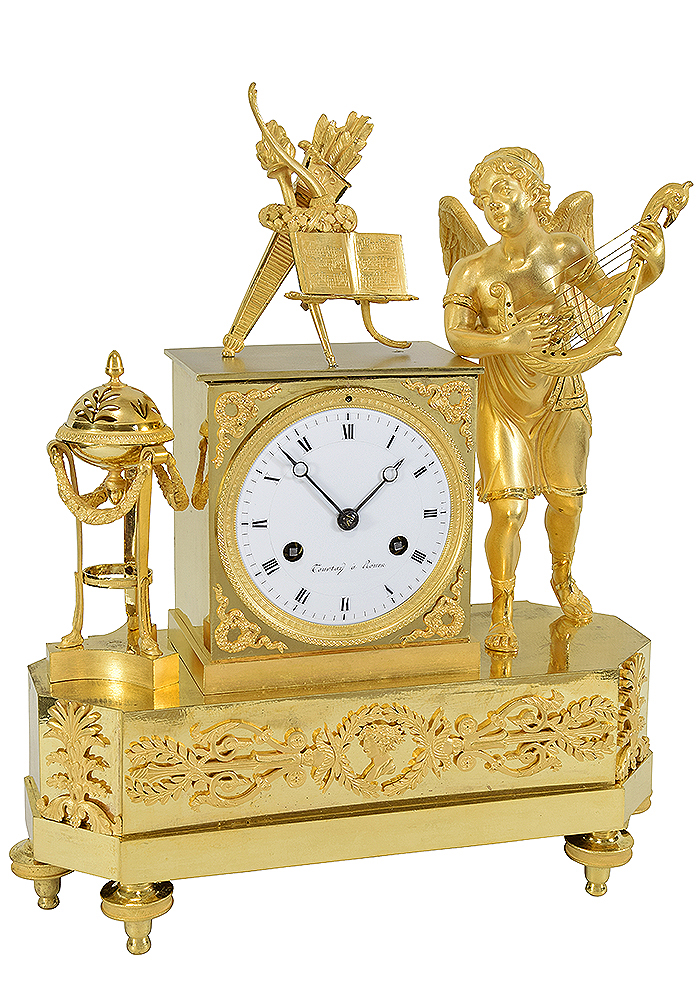 Pendule Empire "Angelot musicien" TOURTAY