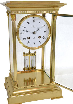 Pendule cage vitrée en bronze doré estampillé "L'Epée France" - Image 7