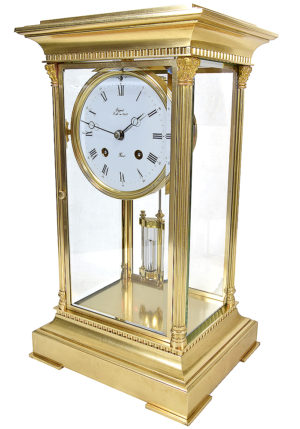 Pendule cage vitrée en bronze doré estampillé "L'Epée France" - Image 5