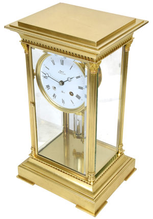 Pendule cage vitrée en bronze doré estampillé "L'Epée France" - Image 4