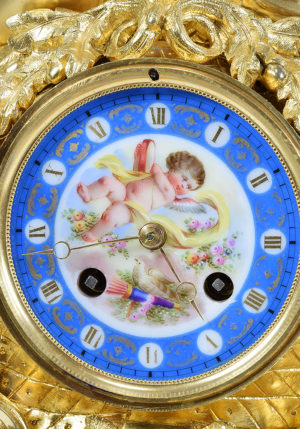 Pendule "oiseaux" en bronze et porcelaine Napoléon III – Image 4