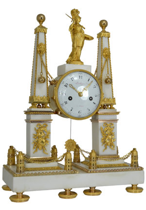 Pendule aux obélisques "Athéna" Epoque Louis XVI signé "Léchopié" – Image 3