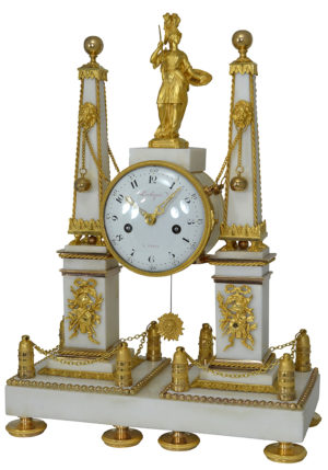 Pendule aux obélisques "Athéna" Epoque Louis XVI signé "Léchopié" – Image 4