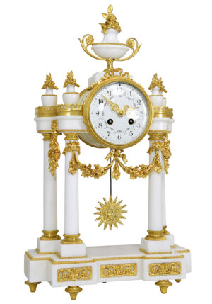 Pendule portique en marbre de carrare et bronze doré Napoléon III – Image 4