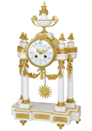 Pendule portique en marbre de carrare et bronze doré Napoléon III – Image 3