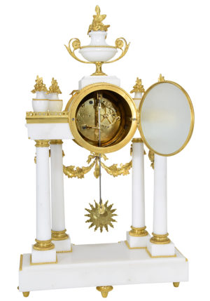 Pendule portique en marbre de carrare et bronze doré Napoléon III – Image 8
