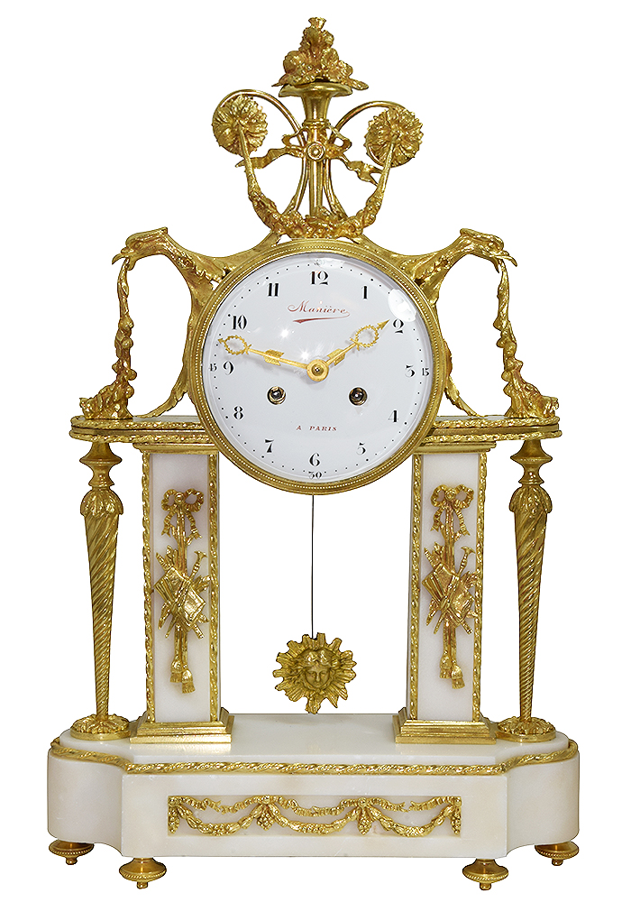 Pendule portique à tête d'aigle Napoléon III