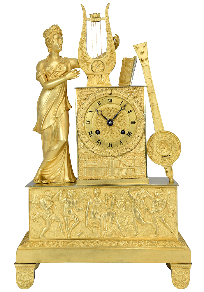 Pendule "Musique" en bronze doré au mercure