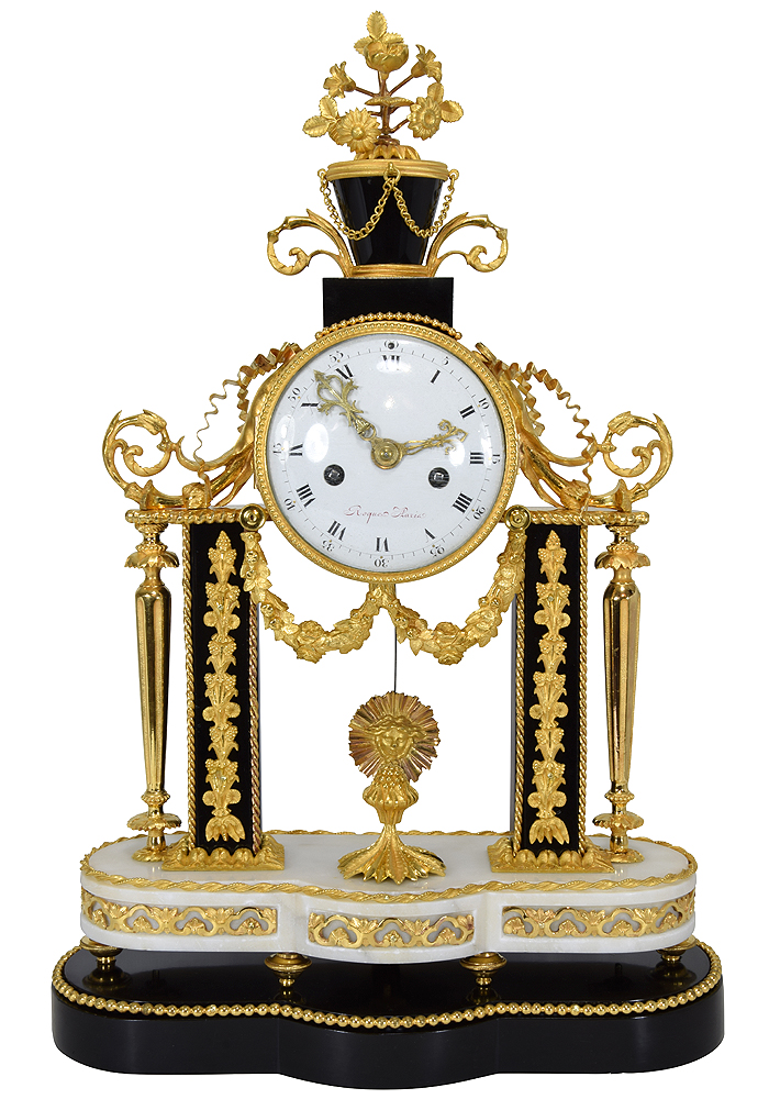Pendule portique XVIIIème époque Louis XVI signé Roque 1780
