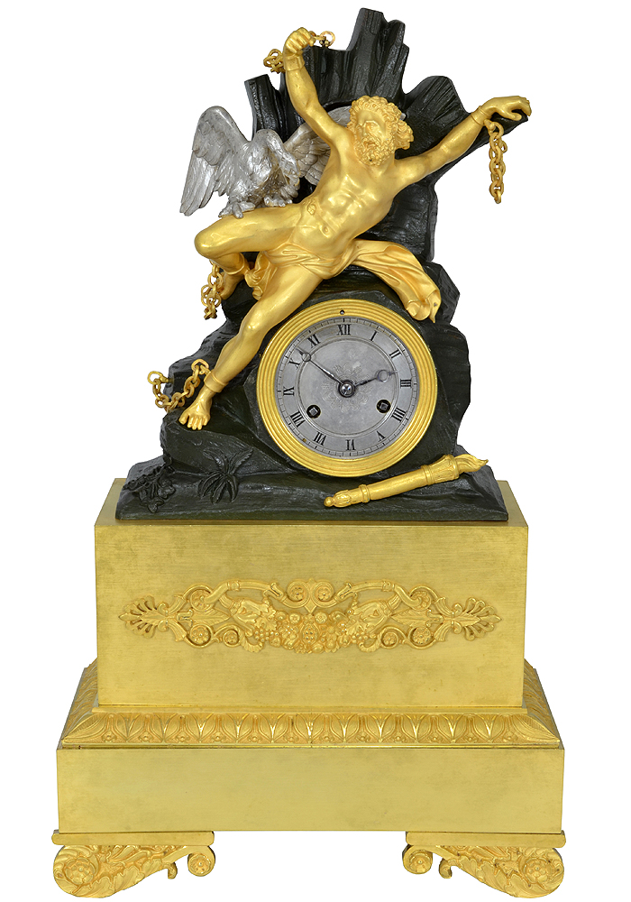 Pendule en bronze "Prométhée et l'Aigle du Caucase"